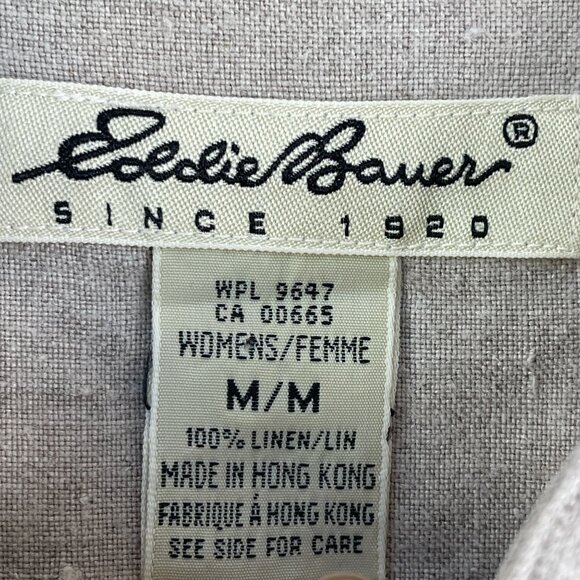 Eddie Bauer Womens Medium 100% Linen Oversized Mandarin Collar Button Up Shirt - Picture 4 of 8